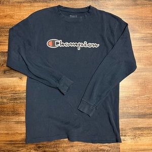 Long sleeve, size Large “Champion” shirt. Worn, but in decent condition.